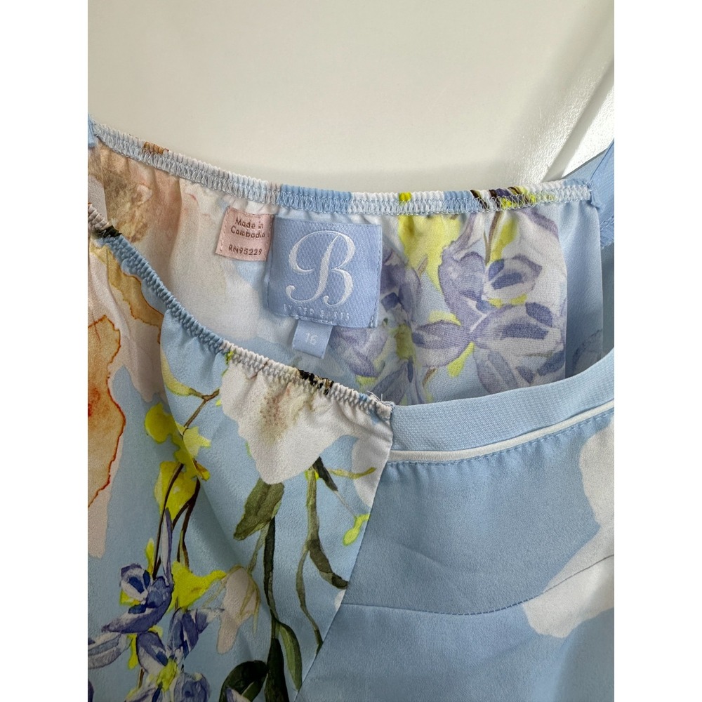 B by Ted Baker Floral Pajama Cami Top Blue Size 16 Strappy Sleepwear PF Satin - Picture 4 of 11